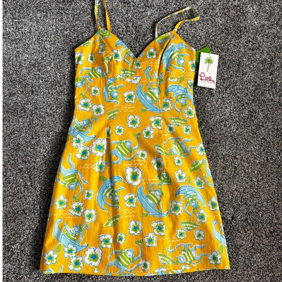 Lilly Pulitzer Dresses & Skirts - Lilly Pulitzer Sleeveless Mini‎ Dress V-Neck Monkey Print Yellow Size 4 NWT